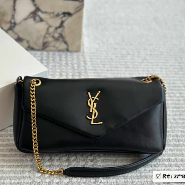 Saint Laurent Women's Black Logo Plaque Leather Calypso Bag 27cm - 1