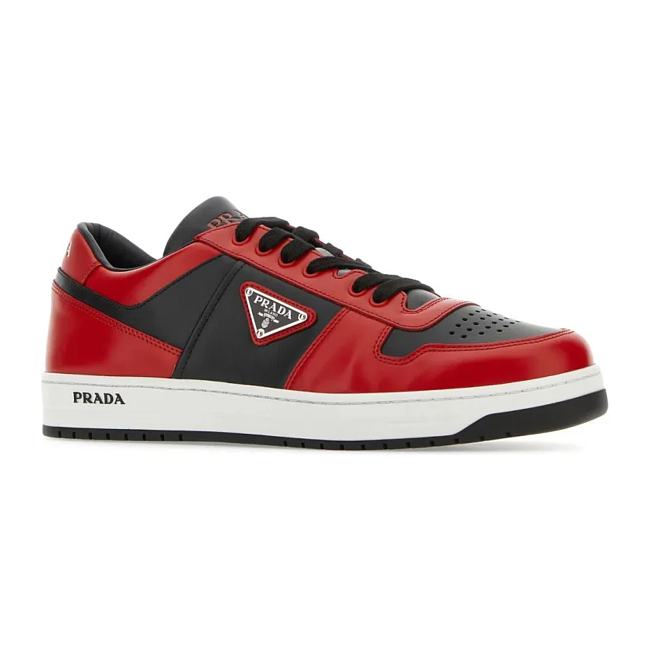 Prada Downtown Logo Low Top Sneaker in Nero/Lacca - 1