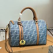 Fendi Forever Zucca Boston Bag Blue 30cm - 1