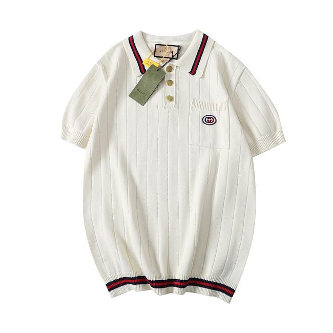 Gucci web stripe knitted polo shirt - 1