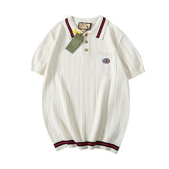 Gucci web stripe knitted polo shirt