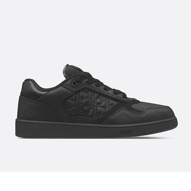 B27 Low Top Sneaker Black Grained Calfskin and Black Dior Gravity Leather - 1