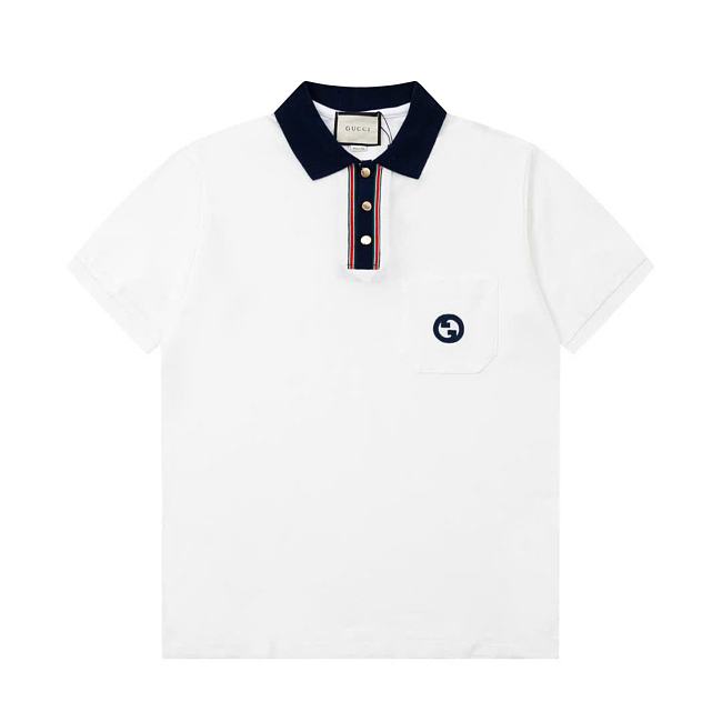GC Collar Embroidered Double G Short Sleeve Polo Shirt - 1