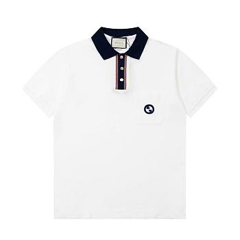 GC Collar Embroidered Double G Short Sleeve Polo Shirt