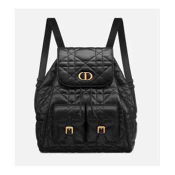 Medium Dior Caro Backpack Black Macrocannage Lambskin 23 x 26.7 x 12.5 cm 