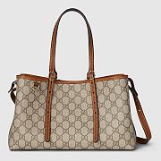 Gucci GG Emblem Small Tote Bag Beige/Dark Brown 30 x 18 x 11cm - 1