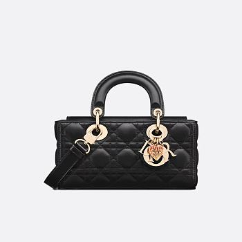 Dioramour Small Lady D-Joy Bag Black Cannage Lambskin 22 x 11.5 x 6 cm