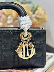 Dioramour Small Lady D-Joy Bag Black Cannage Lambskin 22 x 11.5 x 6 cm - 6