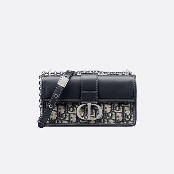 Dior 30 Montaigne East-West Bag with Chain - Blue Dior Oblique Jacquard and Smooth Calfskin 21 x 12 x 6 cm