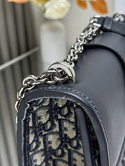 Dior 30 Montaigne East-West Bag with Chain - Blue Dior Oblique Jacquard and Smooth Calfskin 21 x 12 x 6 cm - 6