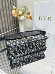 Dior 30 Montaigne Bag - Blue Dior Oblique Jacquard and Smooth Calfskin 24 x 17 x 8 cm - 4