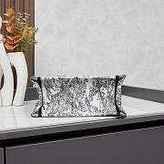 Dior S Tote  - White Embroidery with Denim Blue Dior Chardons Motif 26.5 x 22 x 14 cm - 4