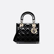 Small Lady Dior Bag - Black Patent Cannage Calfskin 20 x 17 x 8 cm - 1