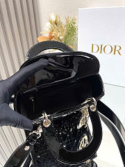 Small Lady Dior Bag - Black Patent Cannage Calfskin 20 x 17 x 8 cm - 6