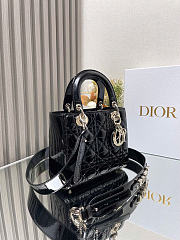 Small Lady Dior Bag - Black Patent Cannage Calfskin 20 x 17 x 8 cm - 5