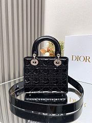 Small Lady Dior Bag - Black Patent Cannage Calfskin 20 x 17 x 8 cm - 2