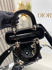 Small Lady Dior Bag - Black Patent Cannage Calfskin 20 x 17 x 8 cm - 4