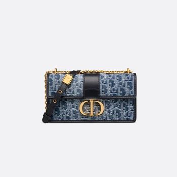 Dior 30 Montaigne East-West Bag with Chain - Blue Denim Dior Oblique Jacquard 21 x 12 x 6 cm