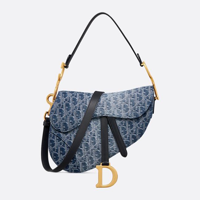 Dior Saddle Bag with Strap Blue Denim Dior Oblique Jacquard 25.5 x 20 x 6.5 cm - 1