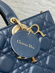 Medium Lady D-Joy Bag Deep Ocean Blue Cannage Lambskin 26 x 13.5 x 5 cm - 6