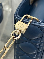 Medium Lady D-Joy Bag Deep Ocean Blue Cannage Lambskin 26 x 13.5 x 5 cm - 5
