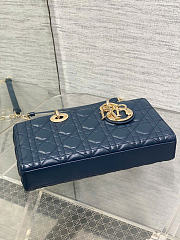 Medium Lady D-Joy Bag Deep Ocean Blue Cannage Lambskin 26 x 13.5 x 5 cm - 4