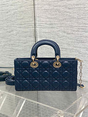 Medium Lady D-Joy Bag Deep Ocean Blue Cannage Lambskin 26 x 13.5 x 5 cm - 2