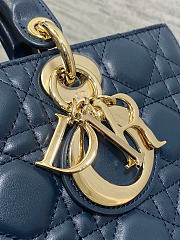 Medium Lady D-Joy Bag Deep Ocean Blue Cannage Lambskin 26 x 13.5 x 5 cm - 3