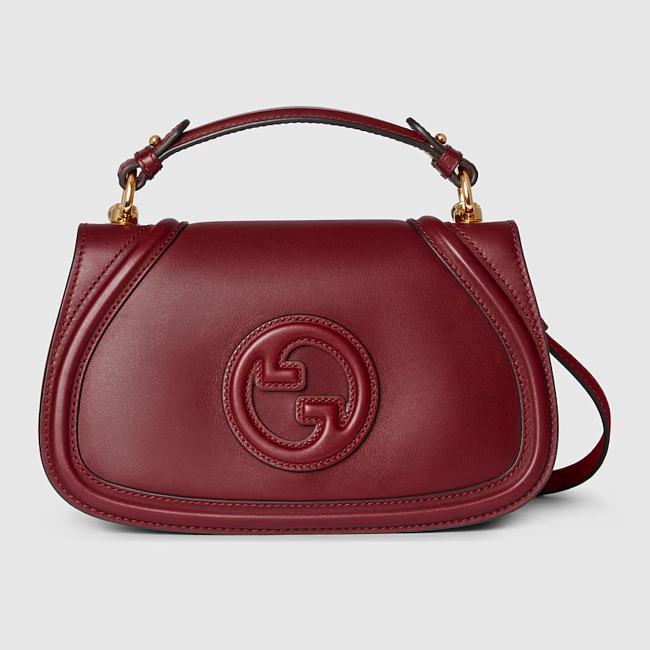 Gucci Blondie small top handle bag - Rosso Ancora red smooth leather 26cm - 1