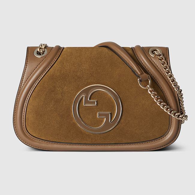 Gucci Blondie small shoulder bag - Brown suede 26cm - 1