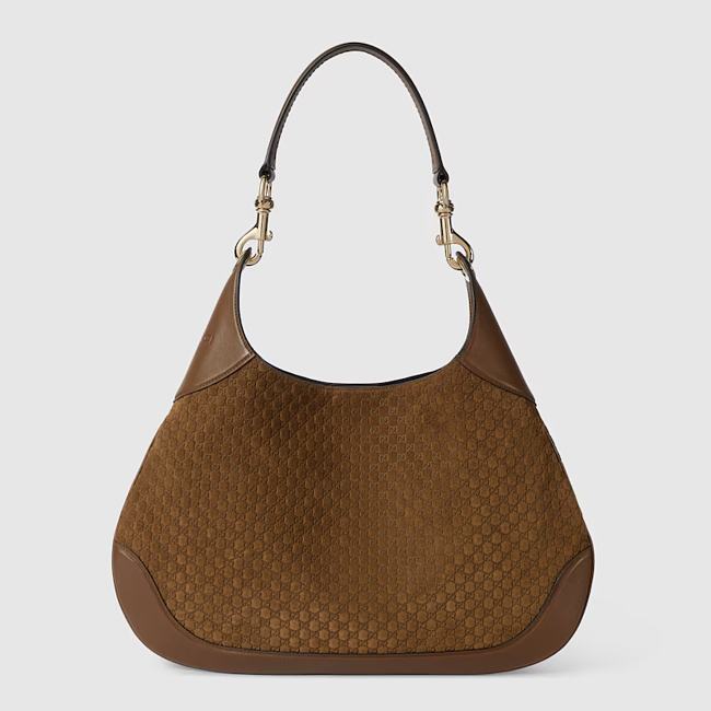 Gucci B small shoulder bag - Brown micro GG suede 41cm - 1