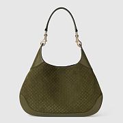 Gucci B small shoulder bag - Dark green micro GG suede 41cm - 1