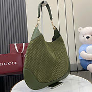 Gucci B small shoulder bag - Dark green micro GG suede 41cm - 3