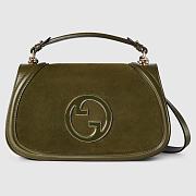 Gucci Blondie medium top handle bag - Dark green suede 32cm - 1