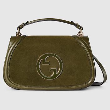 Gucci Blondie medium top handle bag - Dark green suede 32cm