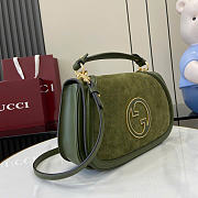 Gucci Blondie medium top handle bag - Dark green suede 32cm - 3