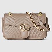 GG Marmont small shoulder bag - Taupe matelassé chevron leather 26cm - 1