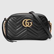 GG Marmont small shoulder bag - Black matelassé chevron leather 24cm - 1
