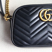GG Marmont small shoulder bag - Black matelassé chevron leather 24cm - 2