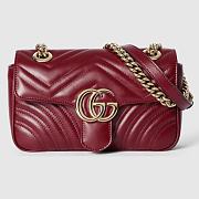 GG Marmont mini shoulder bag - Rosso Ancora matelassé chevron leather 22cm - 1