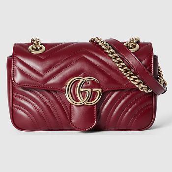 GG Marmont mini shoulder bag - Rosso Ancora matelassé chevron leather 22cm