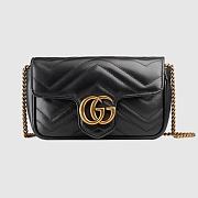 GG Marmont super mini bag - Black matelassé chevron leather with black leather 16cm - 1