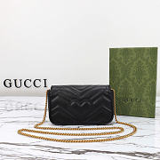 GG Marmont super mini bag - Black matelassé chevron leather with black leather 16cm - 5