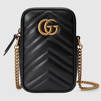 GG Marmont mini bag - lack matelassé chevron leather with a heart on the back 11cm