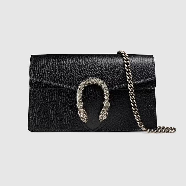 Gucci Dionysus super mini bag - Black metal-free tanned leather 16cm - 1