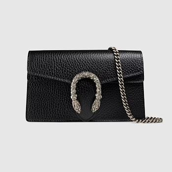 Gucci Dionysus super mini bag - Black metal-free tanned leather 16cm