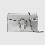 Gucci Dionysus super mini bag - Silver lamé leather 16cm - 1