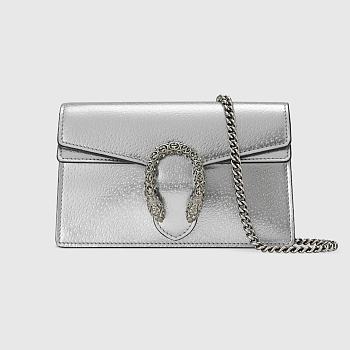 Gucci Dionysus super mini bag - Silver lamé leather 16cm
