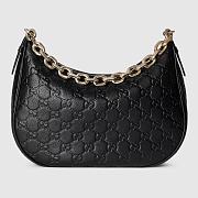 GG Emblem medium shoulder bag - Black GG grainy leather 32cm - 1