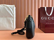 GG Emblem small shoulder bag - Black GG grainy leather 25cm - 5